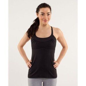 Lululemon Scoop Me Up Tank Top Black Racerback Size 4 Pilates Yoga Activewear